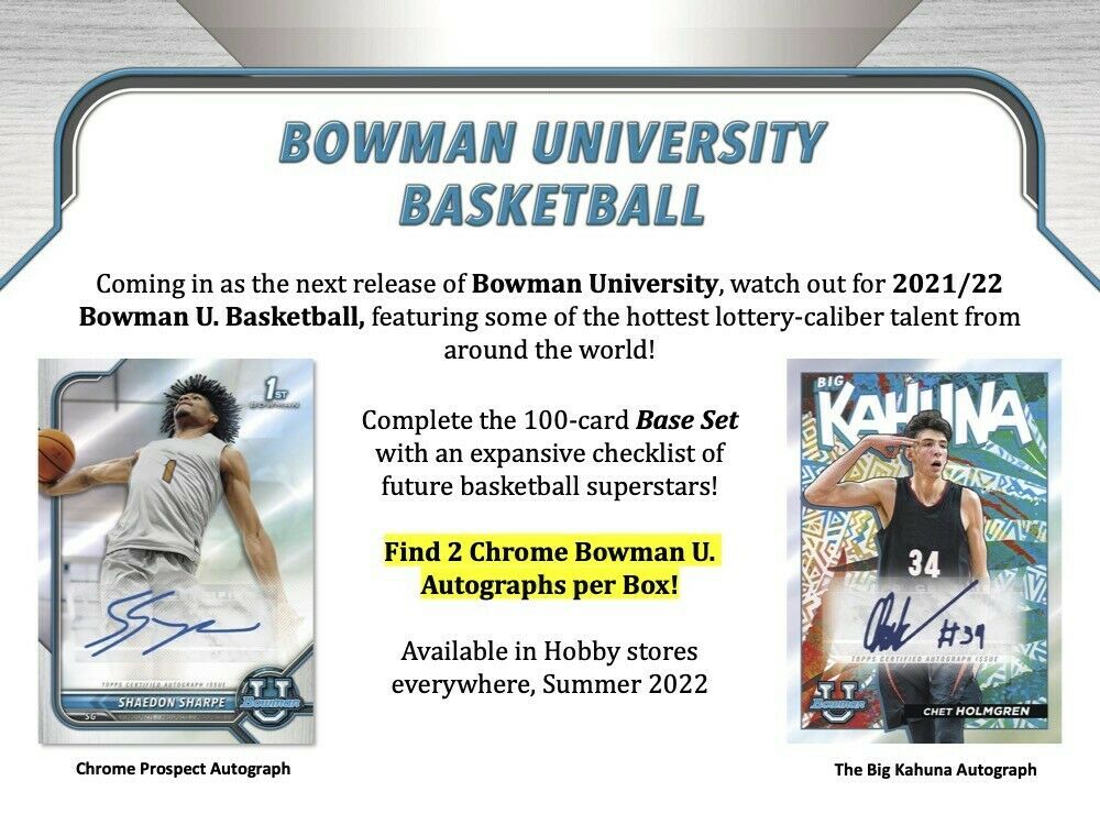 2021/22+Bowman+University+Basketball+Hobby+Box