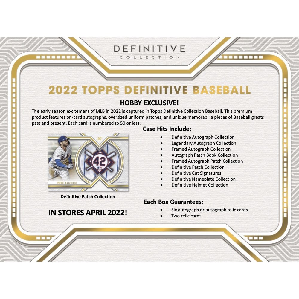 2022+Topps+Definitive+Baseball+Hobby+Box