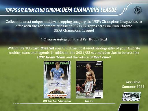 2021/22+Topps+UEFA+Champions+League+Stadium+Club+Chrome+Soccer+Hobby+Box